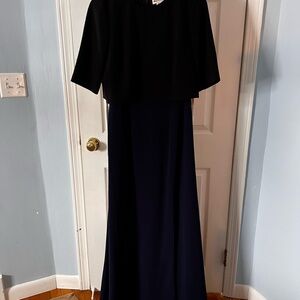 Elegant Black and Navy Evening Gown